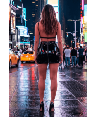 Jupe noire en simili cuir avec zip Lara
